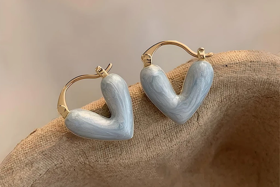Heart Earrings in Silver and Gold