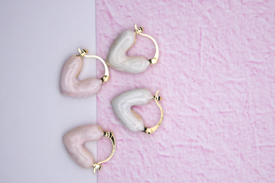 Heart Earrings in Silver and Gold